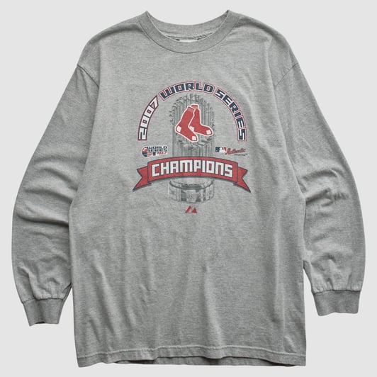 Boston Red Sox Majestic 2007 Long Sleeve T-shirt - Heather Gray - M by Fanatics Real Vintage