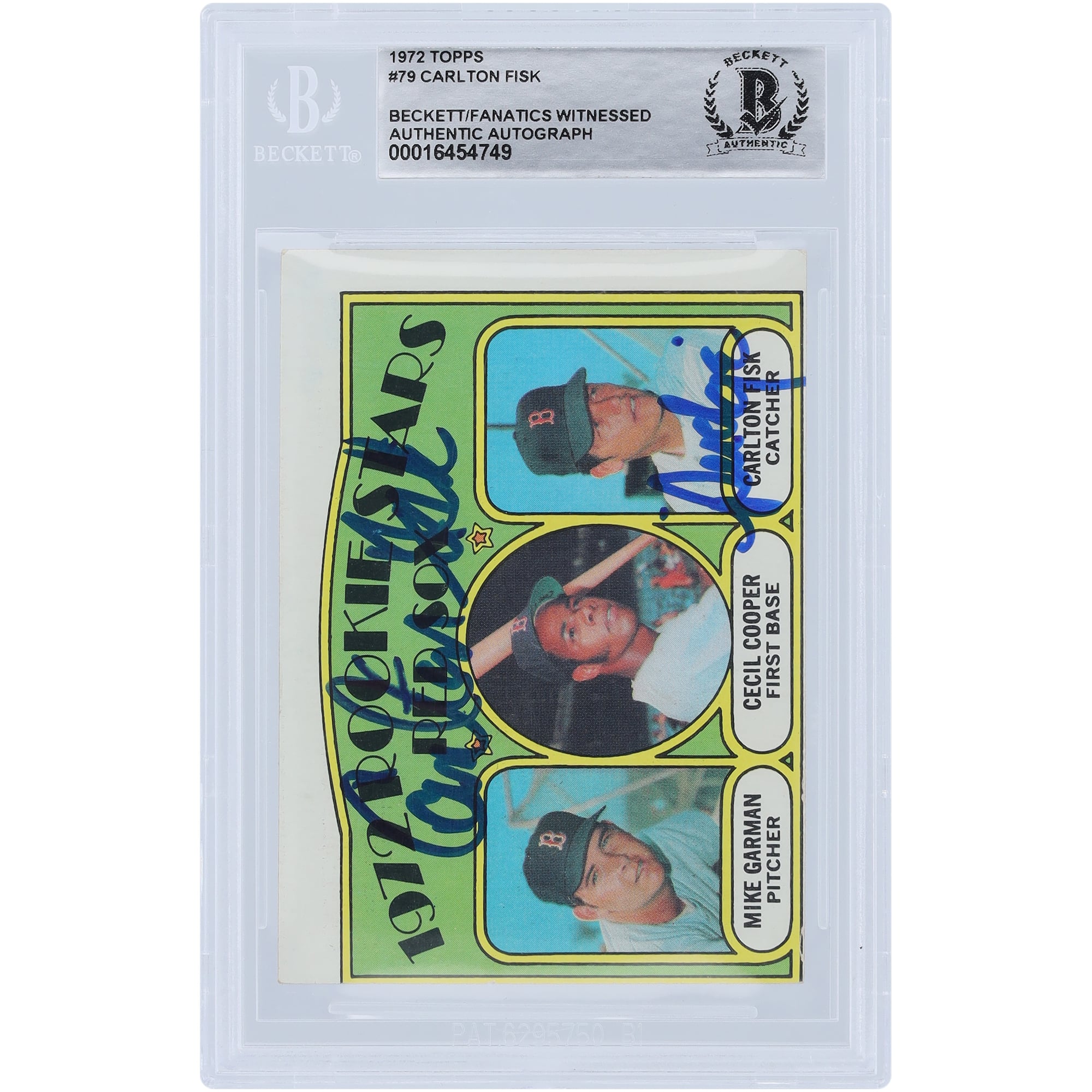 Pudge Boston Carlton Fisk Boston Red Sox Autographed 1972 Topps #79 Beckett Fanatics ...