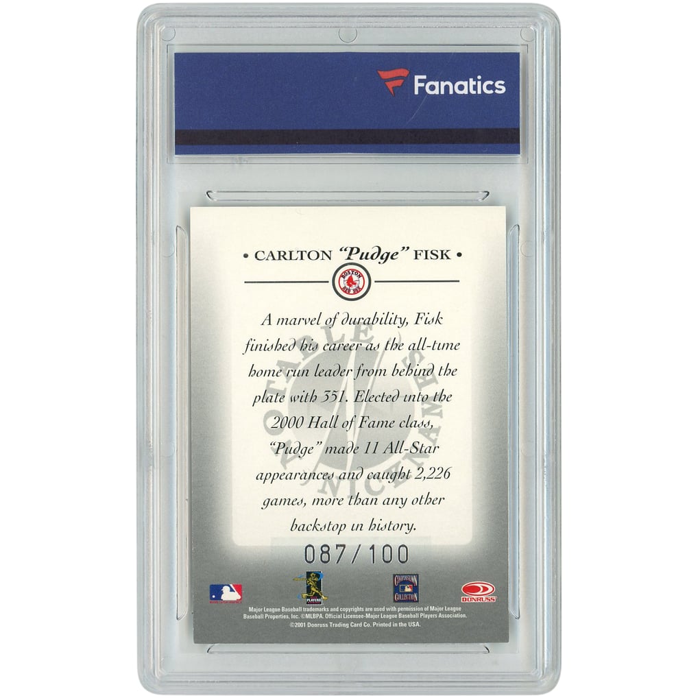 Pudge Boston Autographed Boston Red Sox Carlton Fisk 2001 Donruss Signature Series ...