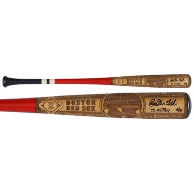 Carlton Fisk Boston Red Sox Autographed Fanatics Authentic Pillbox Bat Company Mural Series Bat with "72 AL ROY" Inscription - Limited Edition #5/5