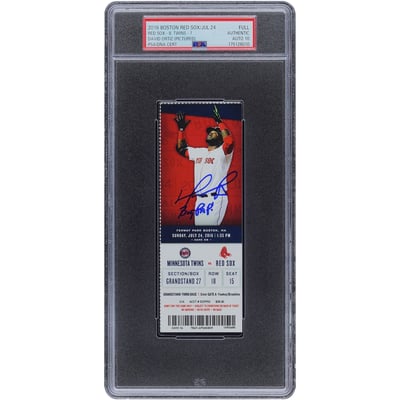 David Ortiz Boston Red Sox Autographed Fanatics Authentic 7-24-16 PSA Authenticated Auto 10 Ticket with "Big Papi" Inscription