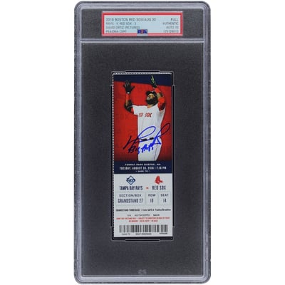 David Ortiz Boston Red Sox Autographed Fanatics Authentic 8-30-16 PSA Authenticated Auto 10 Ticket with "Big Papi" Inscription