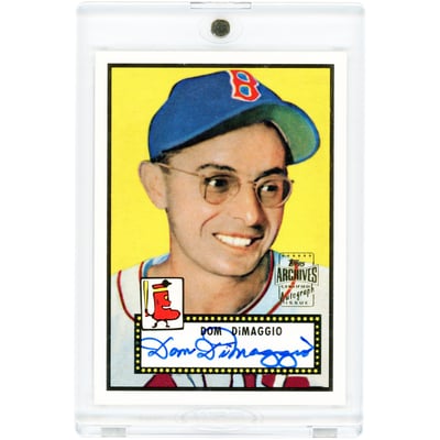 Dom DiMaggio Boston Red Sox Autographed 2001 Topps Archives 1952 Topps Design #22 Card