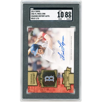 Fred Lynn Boston Red Sox Autographed 2013 Topps Chasing History Gold #CHA-FL #1/10 SGC Authenticated 8/10 Card