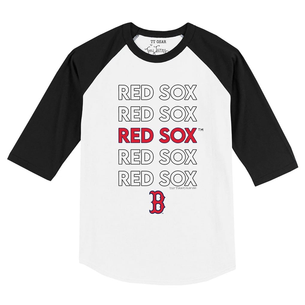 Boston Red Sox Tiny Turnip Infant Stacked Raglan 3/4 Sleeve T-Shirt - White/Black