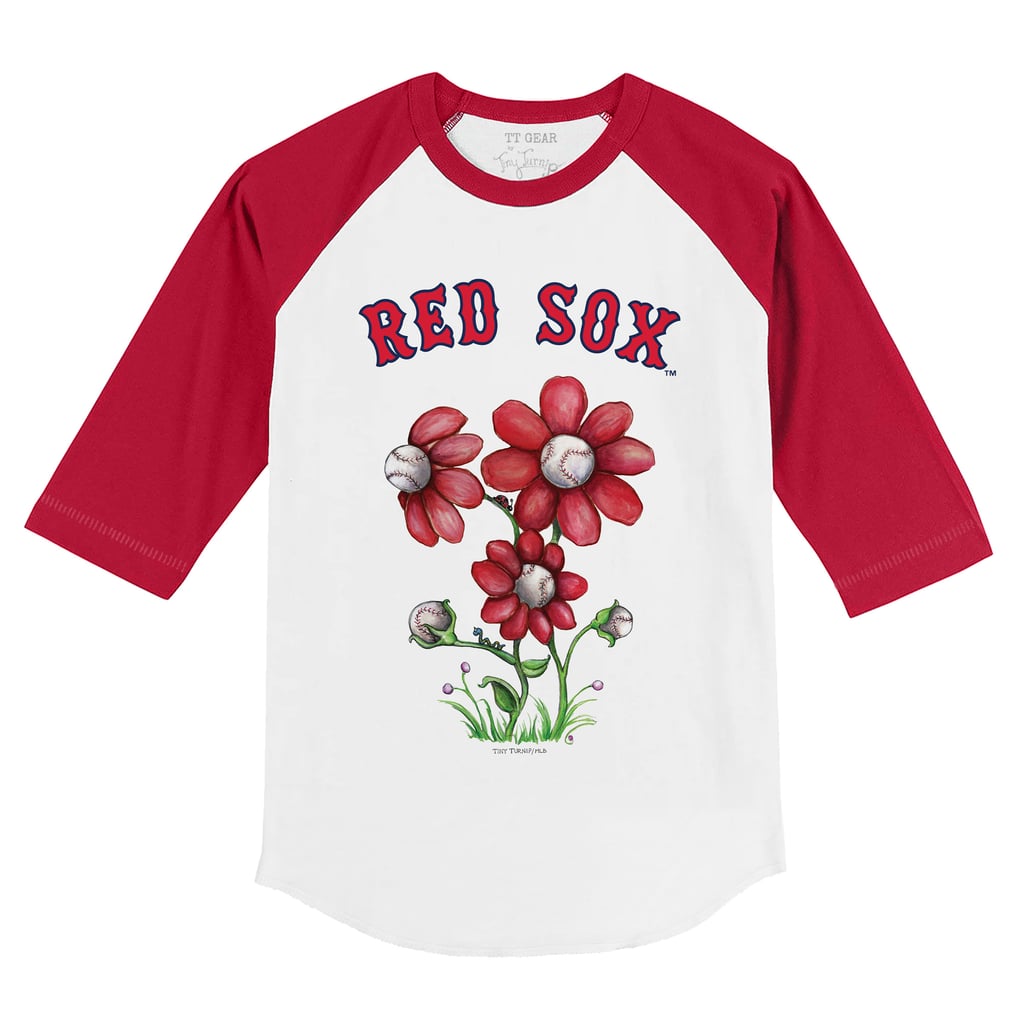 Boston Red Sox Tiny Turnip Infant Blooming Baseballs Raglan 3/4 Sleeve T-Shirt - White/Red