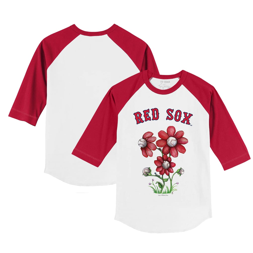 Boston Red Sox Tiny Turnip Infant Blooming Baseballs Raglan 3/4 Sleeve T-Shirt - White/Red