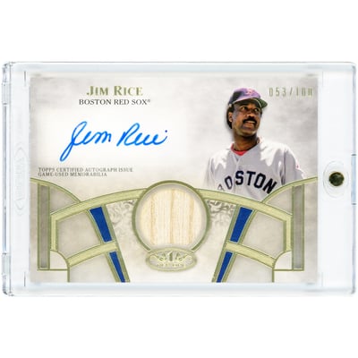 Jim Rice Boston Red Sox Autographed 2021 Topps Tier One Game Used Bat Relic #T1AR-JR #53/100 Card