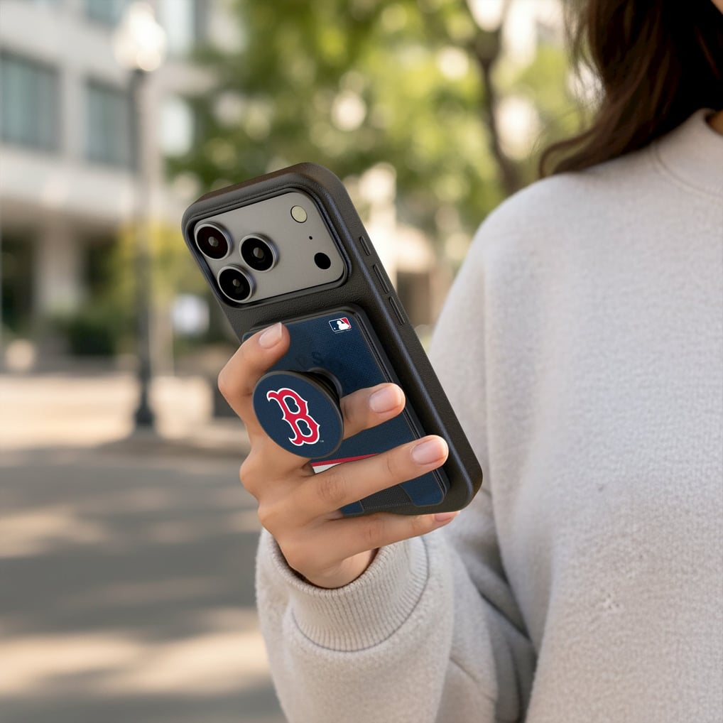 Boston Red Sox Keyscaper Stripe PopSockets Magnetic Wallet