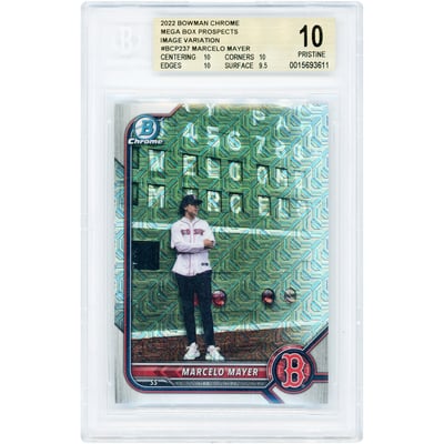 Marcelo Mayer Boston Red Sox 2022 Bowman Chrome Mega Box Mojo Refractor Image Variation #BCP-237 BGS Authenticated 10 Card