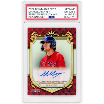 Marcelo Mayer Boston Red Sox Autographed 2022 Bowman Best Prospective Royalty #PR-MMR #22/150 PSA Authenticated 8/10 Card