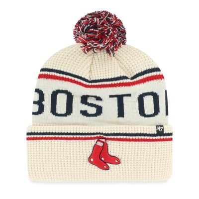 Boston Red Sox '47 Quattrle Cuffed Knit Hat with Pom - Natural