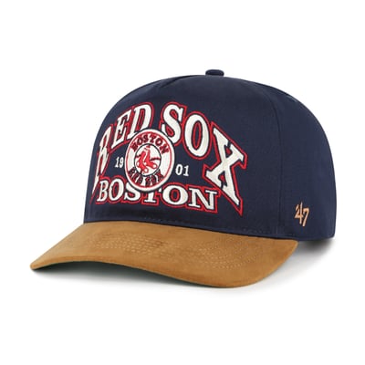 Boston Red Sox '47 Cooperstown Break Wood Suede Hitch Adjustable Hat - Navy/Brown
