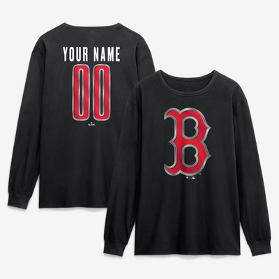 Boston Red Sox  Forged Mascot Personalized Name & Number Long Sleeve T-Shirt - Black