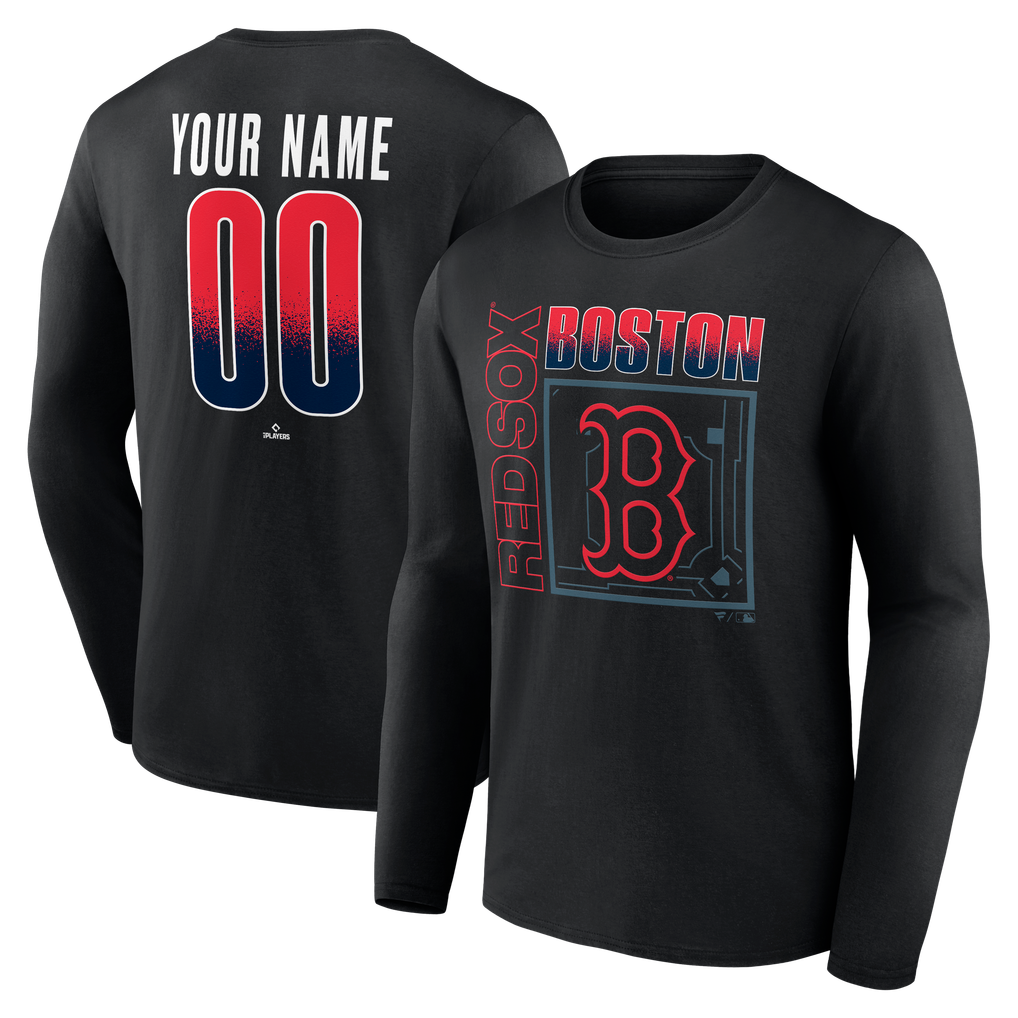 Boston Red Sox  Home Field Pop Personalized Name & Number Long Sleeve T-Shirt - Black