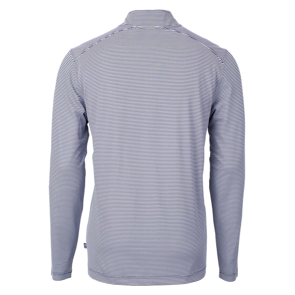 Boston Red Sox Cutter & Buck Virtue Eco Pique Micro Stripe Big & Tall Recycled Quarter-Zip Pullover Top - Navy/White