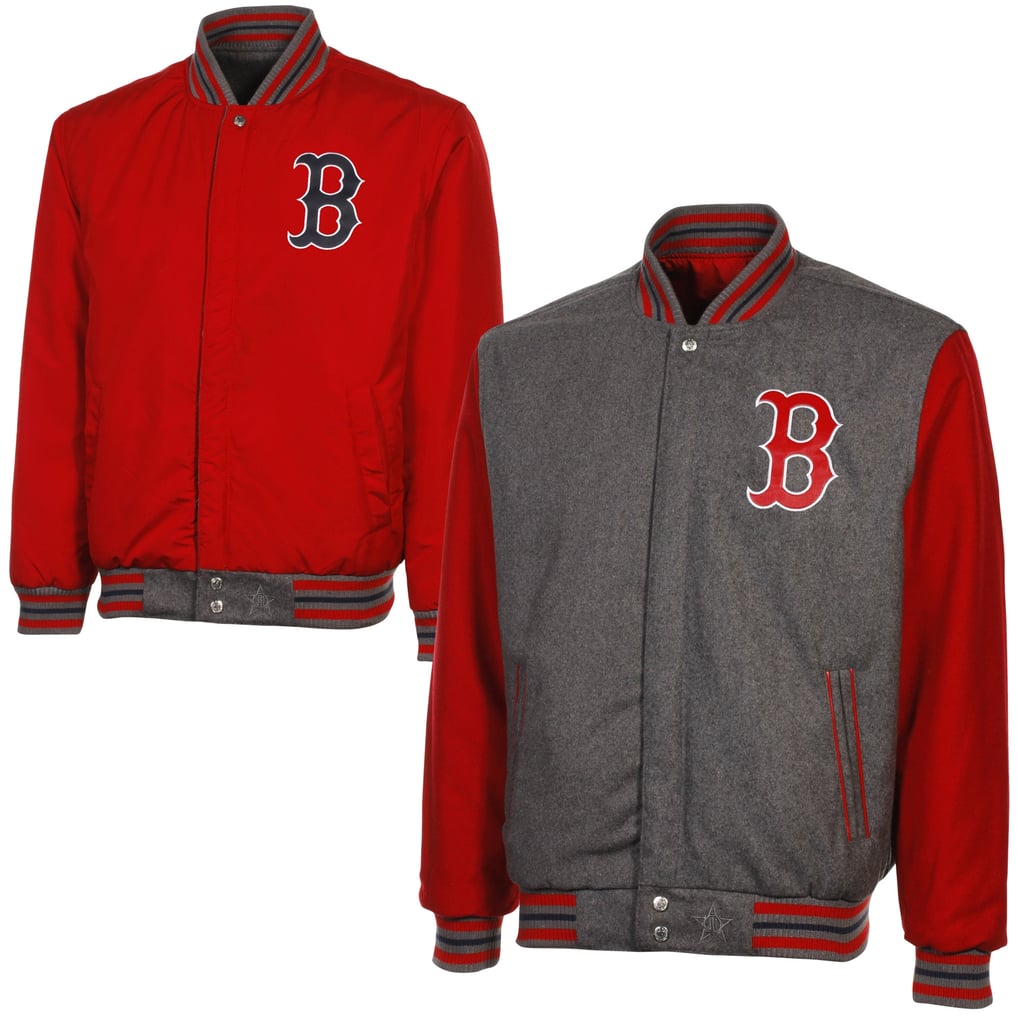 Men's Boston Red Sox JH Design Red/Charcoal Knit Reversible Button-Up ...