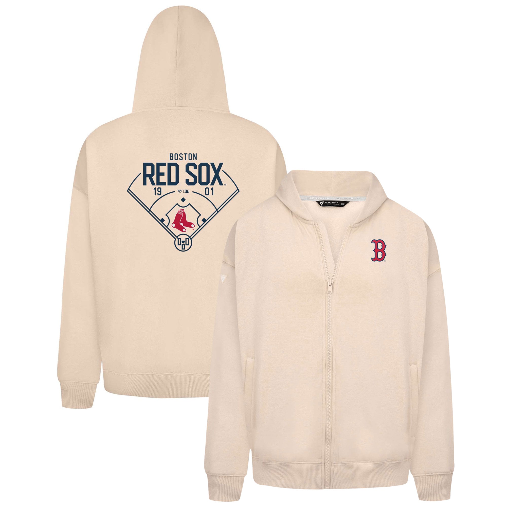 Men's Boston Red Sox Levelwear Khaki Uphill Primary Full-Zip Hoodie
