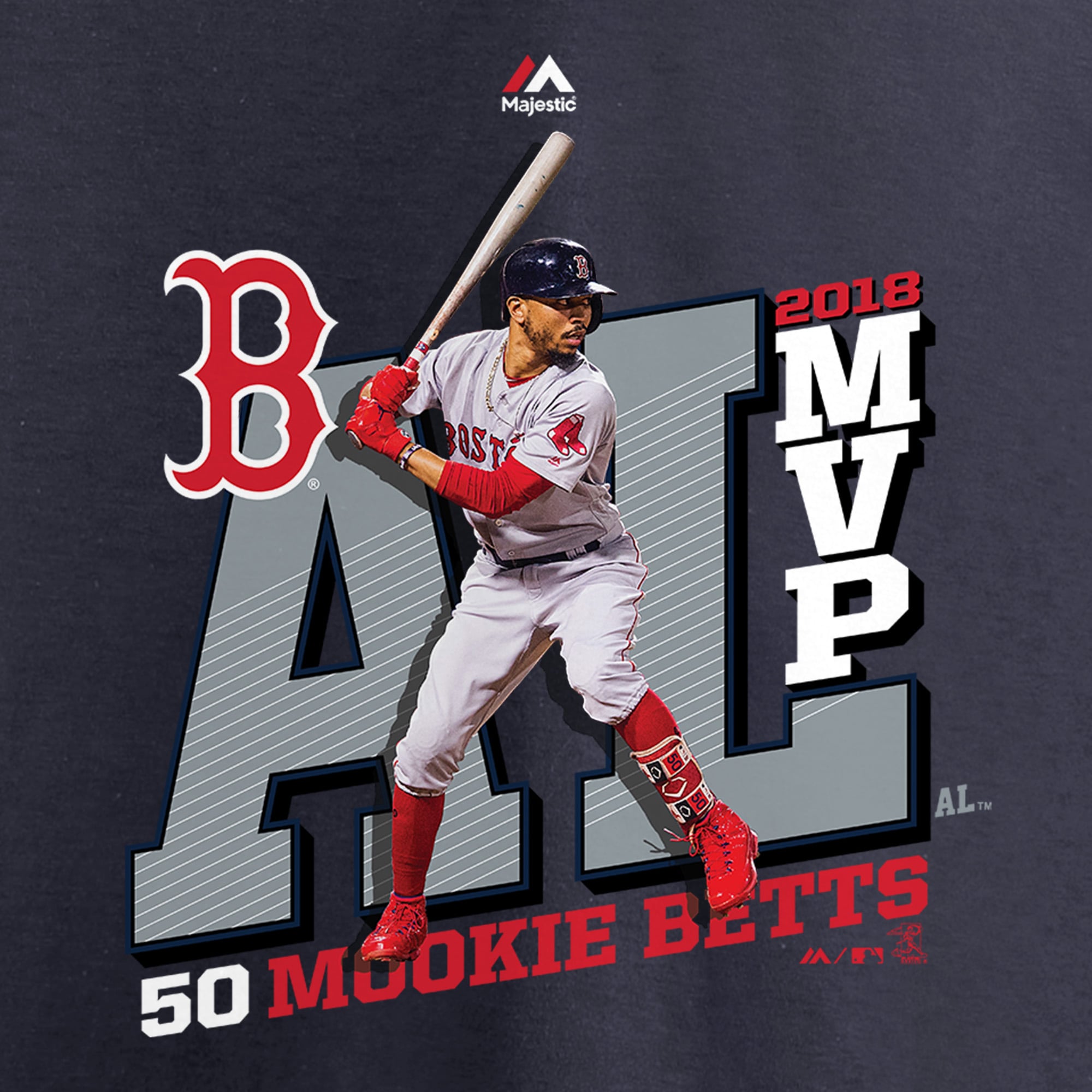 Men's Boston Red Sox Mookie Betts Majestic Navy 2018 AL MVP T-Shirt