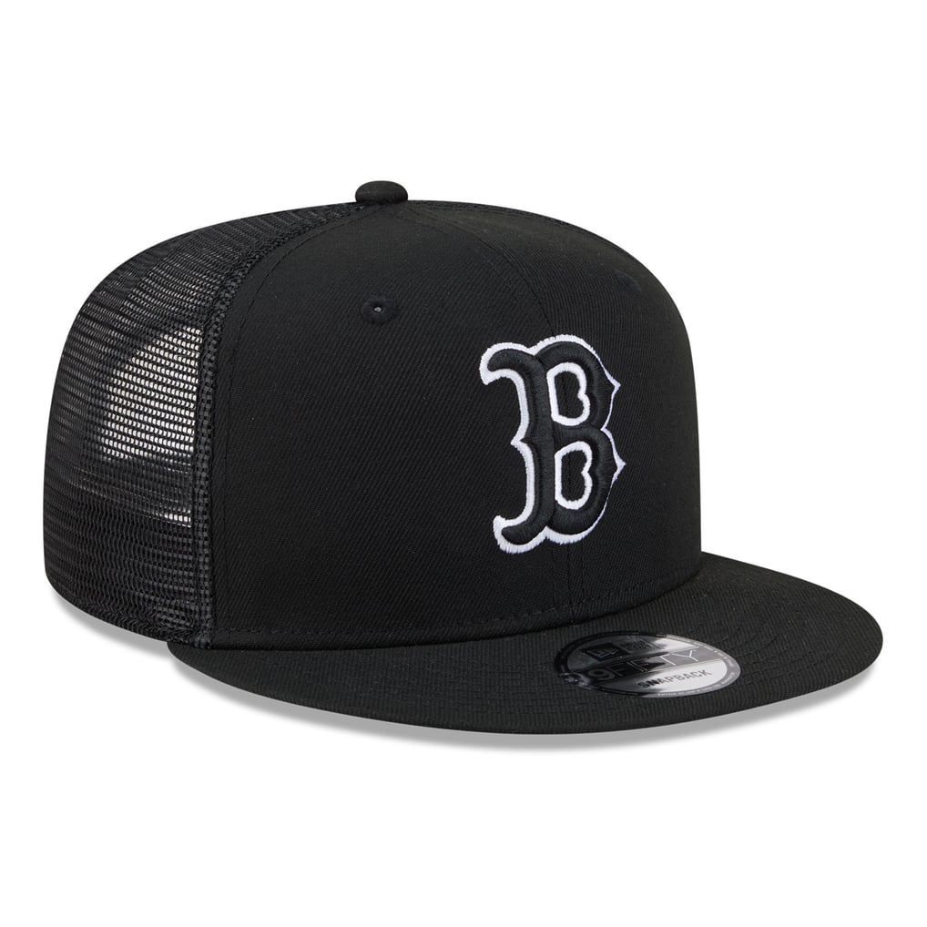 Men's Boston Red Sox New Era Black 9FIFTY Snapback Trucker Hat