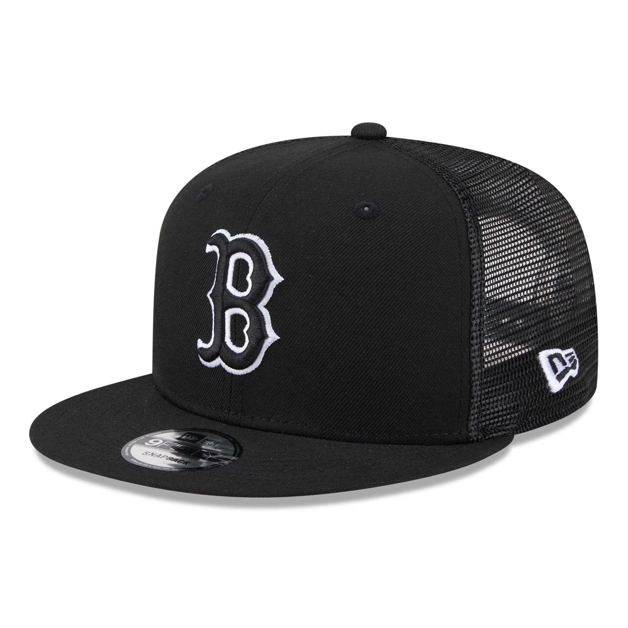 Men's Boston Red Sox New Era Black 9FIFTY Snapback Trucker Hat