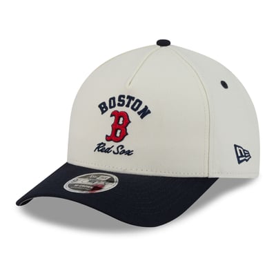 Boston Red Sox New Era Arch 9FORTY A-Frame M-Crown Adjustable Hat - Natural/Navy