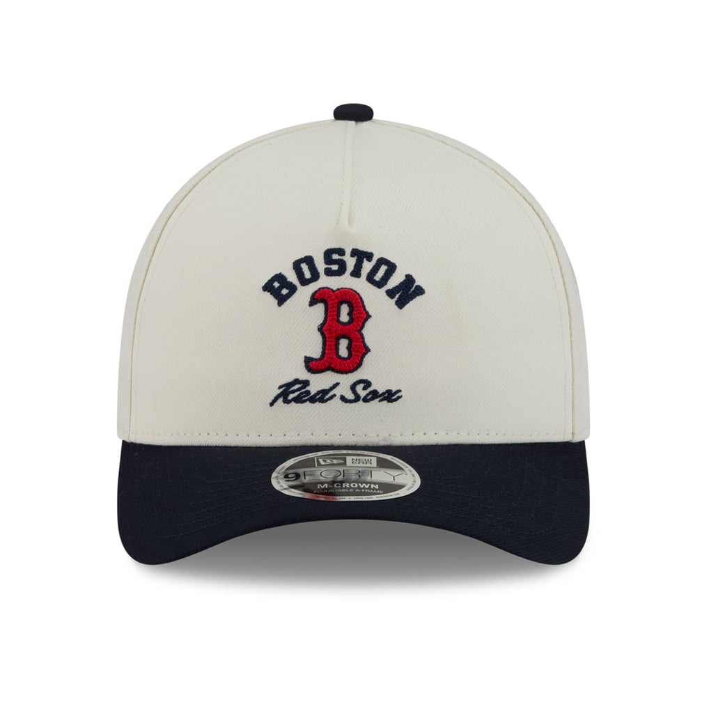 Boston Red Sox New Era Arch 9FORTY A-Frame M-Crown Adjustable Hat - White/Navy