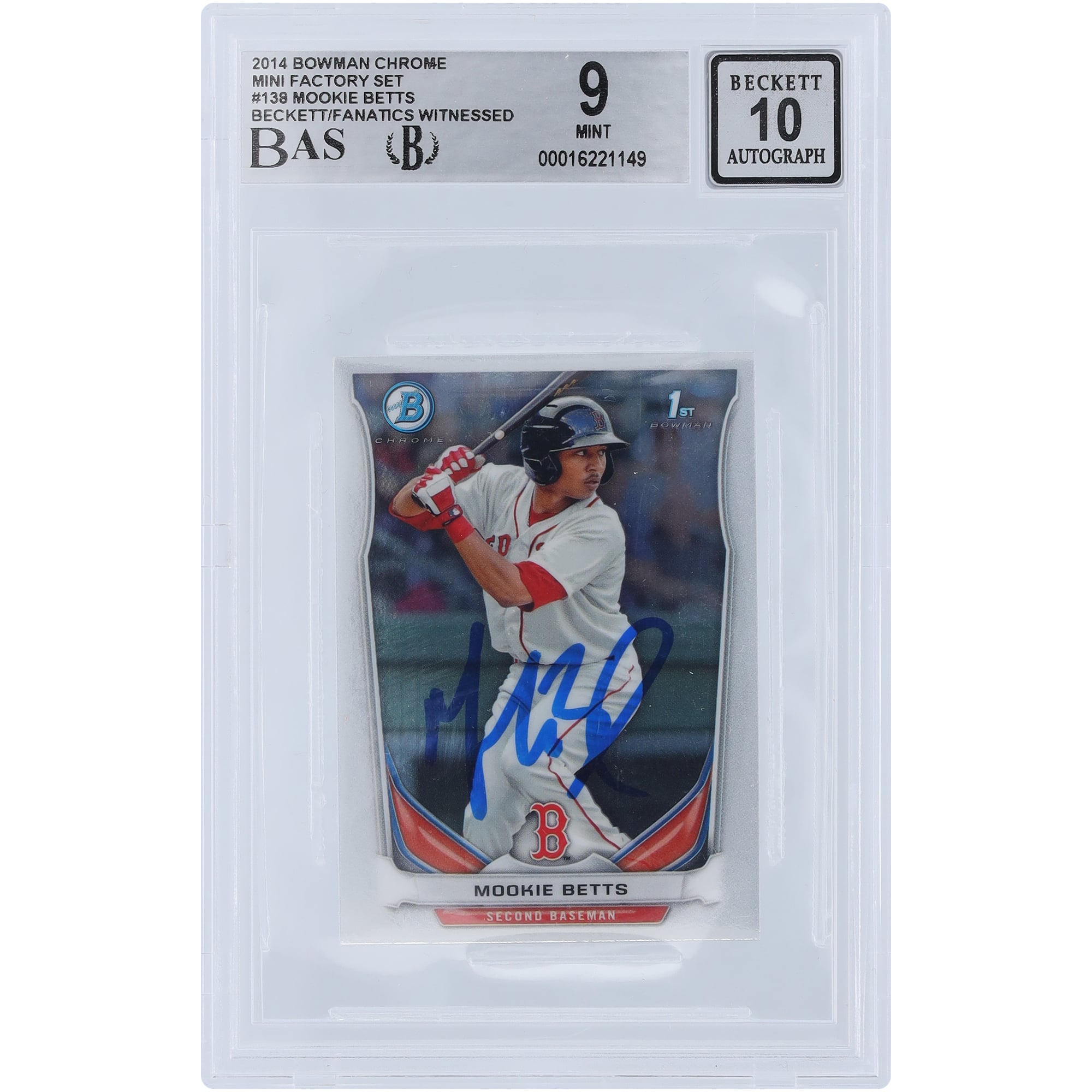 Mookie Betts Boston Red Sox Autographed 2014 Bowman Chrome Mini 