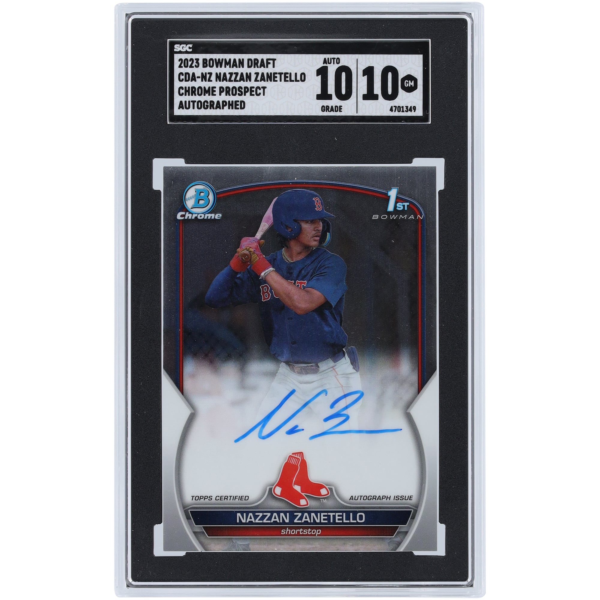 Nazzan Zanetello Boston Red Sox Autographed 2023 Bowman Chrome #CDA-NZ ...