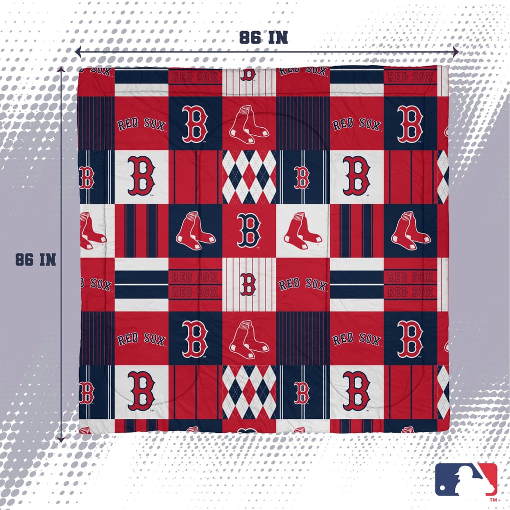 Boston Red Sox Pegasus Patchwork Plaid Three-Piece Full/Queen Bed in a Bag Set