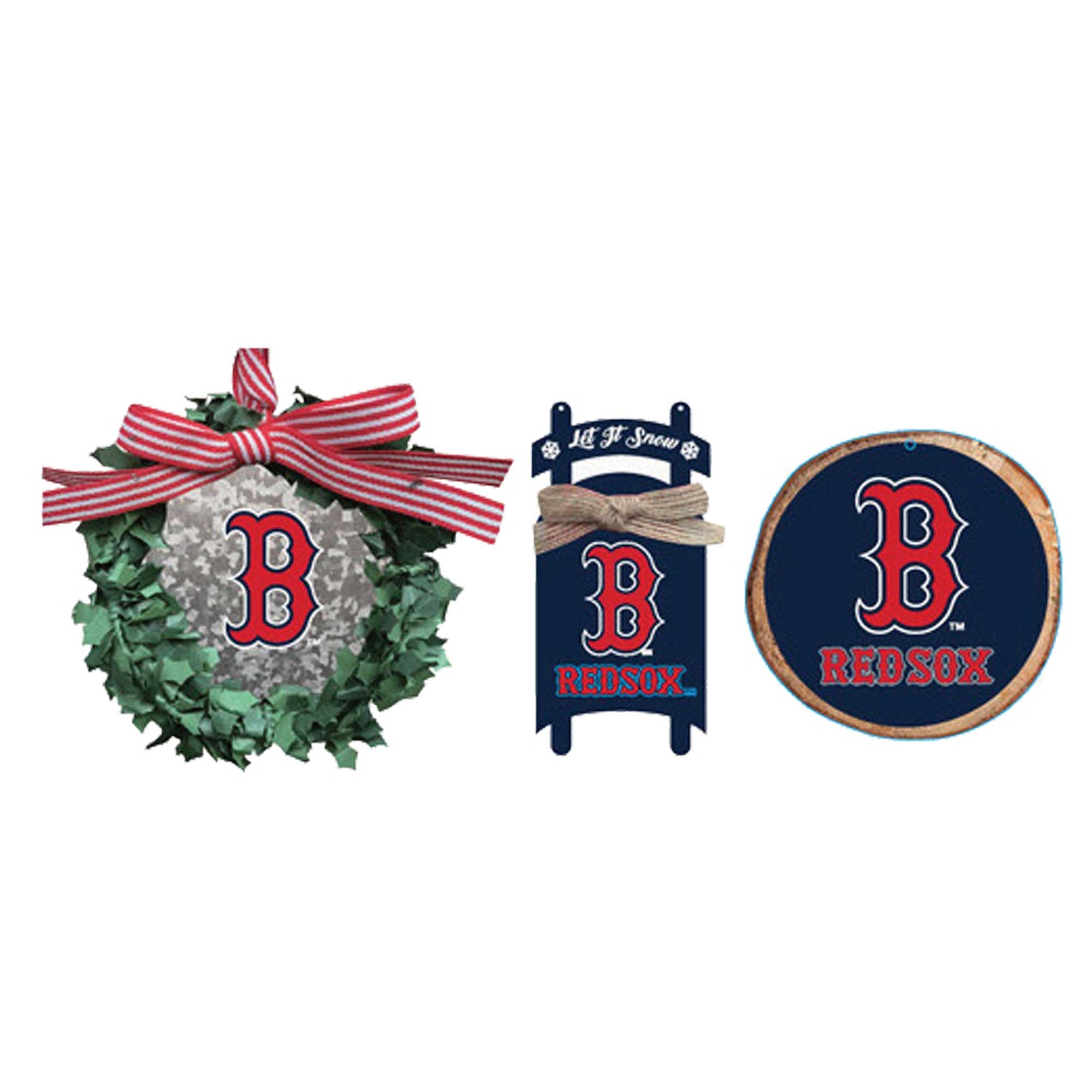 Boston Red Sox The Memory Company Three-Pack Wreath, Sled & Circle ...