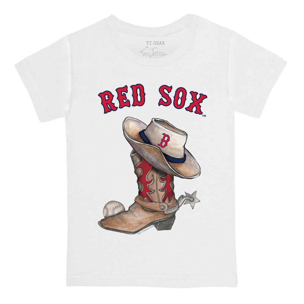 Boston Red Sox Tiny Turnip Toddler Cowboy Boot T-Shirt - White