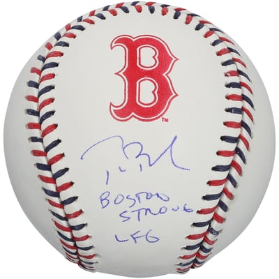 Tom Brady Boston Red Sox Autographed Fanatics Authentic Team Color Laces Baseball with Multiple Inscriptions - Limited Edition of 5