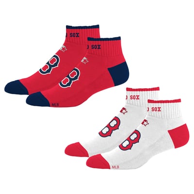  Boston Red Sox Starter Unisex Two-Pack Front & Center Quarter Length Socks
