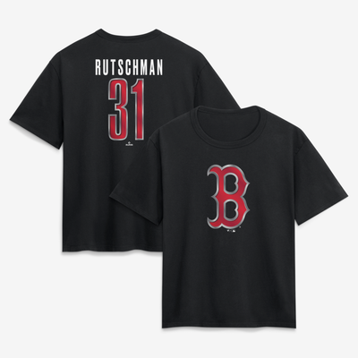 Adley Rutschman Boston Red Sox Women's Metallic Mascot Name & Number T-Shirt - Black