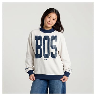 Boston Red Sox Fanatics Women's City Abbreviation Funnel Neck Fleece Sweatshirt - Cream
