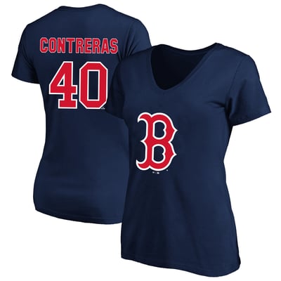 Willson Contreras Boston Red Sox Fanatics Women's Plus Size Name & Number V-Neck T-Shirt - Navy