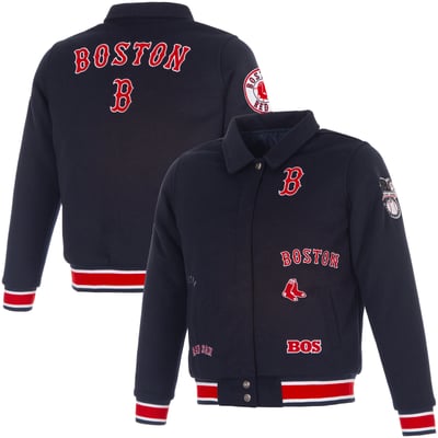 Boston Red Sox JH Design Women's Reversible Wool Full-Snap Jacket - Navy