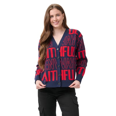 Boston Red Sox Lusso Women's Shea Team Jacquard Cardigan - Navy/Red