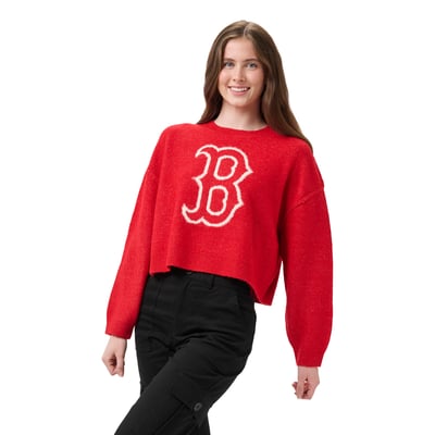 Boston Red Sox Lusso Women's Shelli Boxy Sweater - Red/Cream