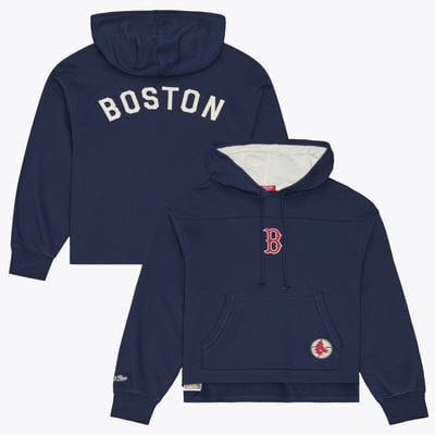 Boston Red Sox Mitchell & Ness Women's Cooperstown Collection Retro Roots Pullover Hoodie - Navy
