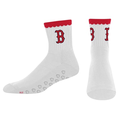  Boston Red Sox PRO Compression Women's Heartshape Grippers Yoga-Pilates Quarter Socks - White