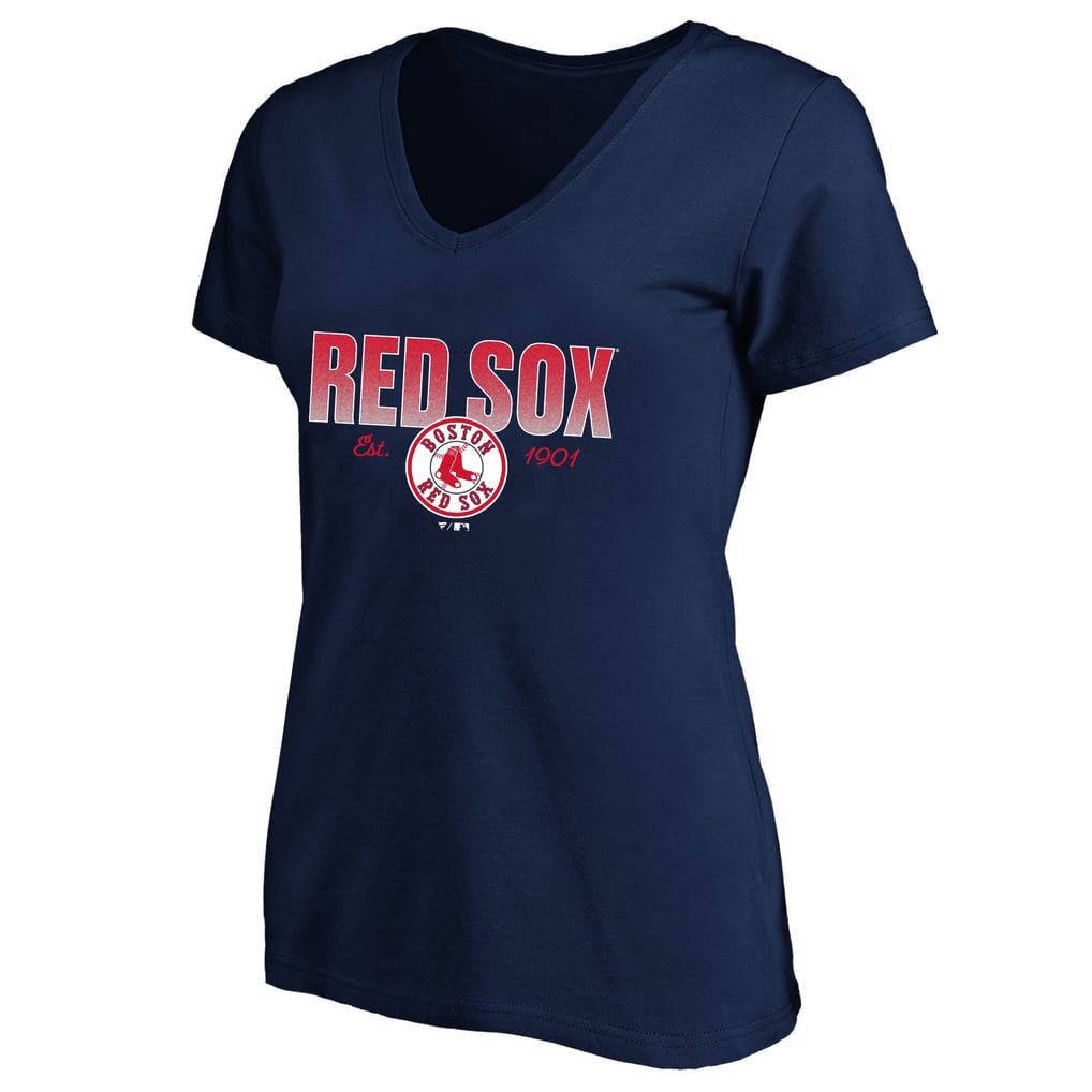 Boston Red Sox Profile Women's Plus Size Wordmark V-Neck T-Shirt - Navy