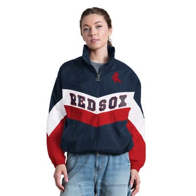  Boston Red Sox Starter Women's Yardline Quarter-Zip Pullover - Navy