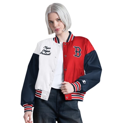  Boston Red Sox Starter Women's Game On Full-Snap Varsity Jacket - White
