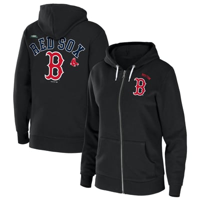  Boston Red Sox WEAR by Erin Andrews Women's Full-Zip Sponge Fleece Hoodie - Black