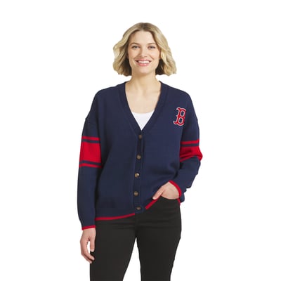 Boston Red Sox WEAR by Erin Andrews Women's Button-Up Knit Cardigan - Navy
