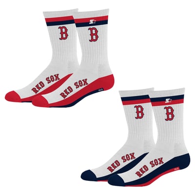 Boston Red Sox Starter Youth Starter Stripe Top End Two-Pack Crew Socks Set - White
