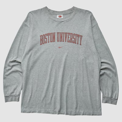 Boston University Nike 2000s Long Sleeve T-shirt - Heather Gray - 2XL by Fanatics Real Vintage