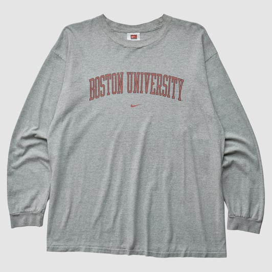 Boston University Nike 2000s Long Sleeve T-shirt - Heather Gray - 2XL by Fanatics Real Vintage